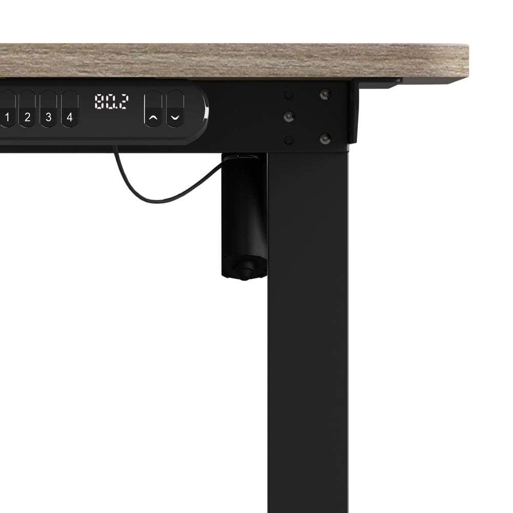 Electric Standing Desk 140CM Single Motor Height Adjustable Black Grey & White Oak