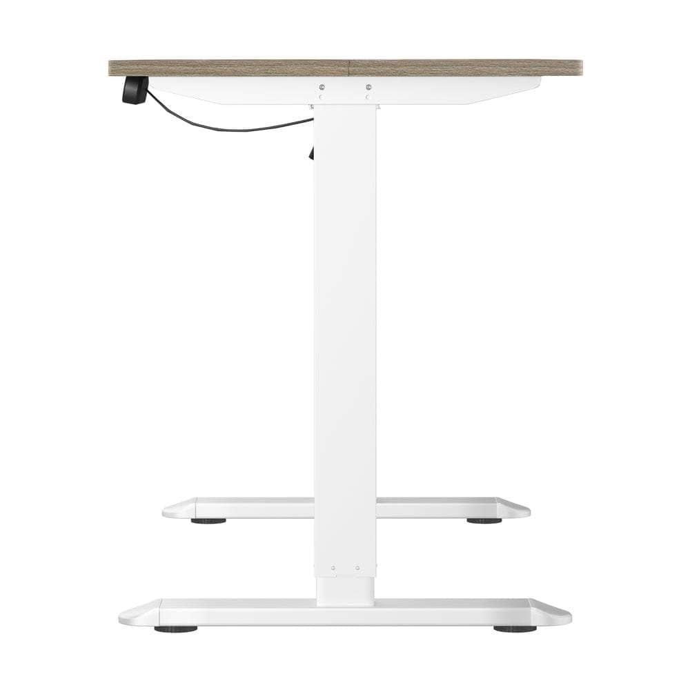 Electric Standing Desk 140CM Single Motor Height Adjustable Black Grey & White Oak