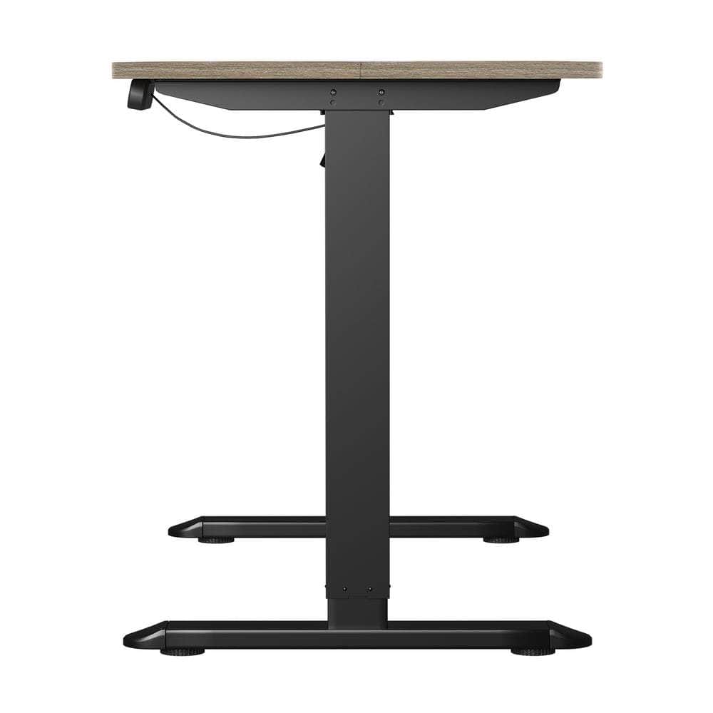 Electric Standing Desk 140CM Single Motor Height Adjustable Black Grey & White Oak