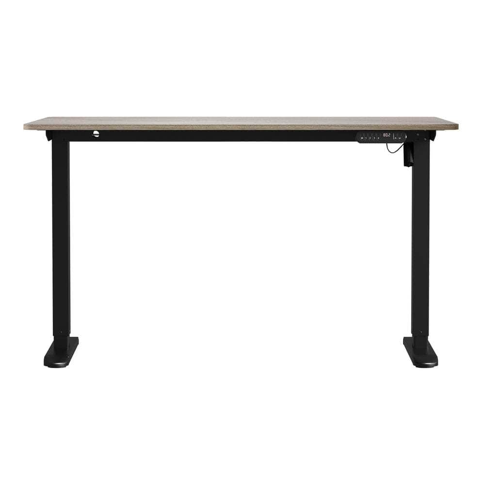 Electric Standing Desk 140CM Single Motor Height Adjustable Black Grey & White Oak