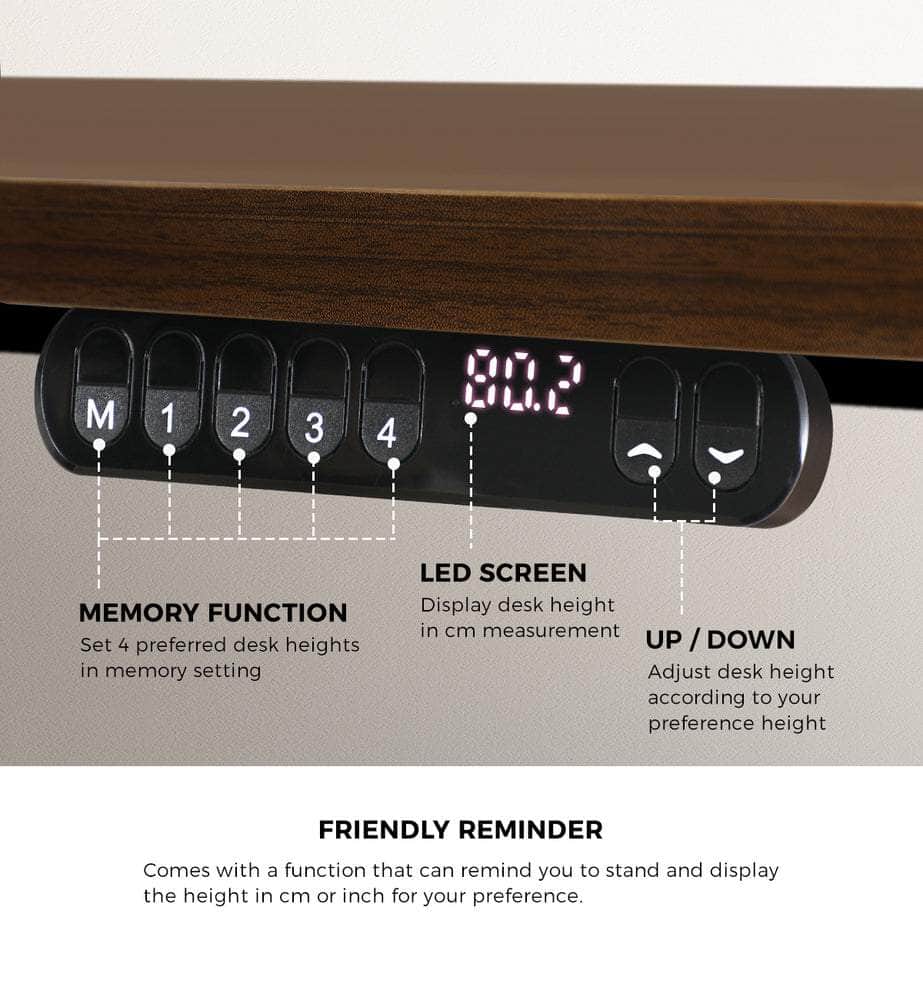 Electric Standing Desk Single Motor Black&Grey-Oak 140CM
