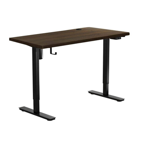 Electric Standing Desk Single Motor Height Adjustable Sit Stand Table Black and Walnut 150cm