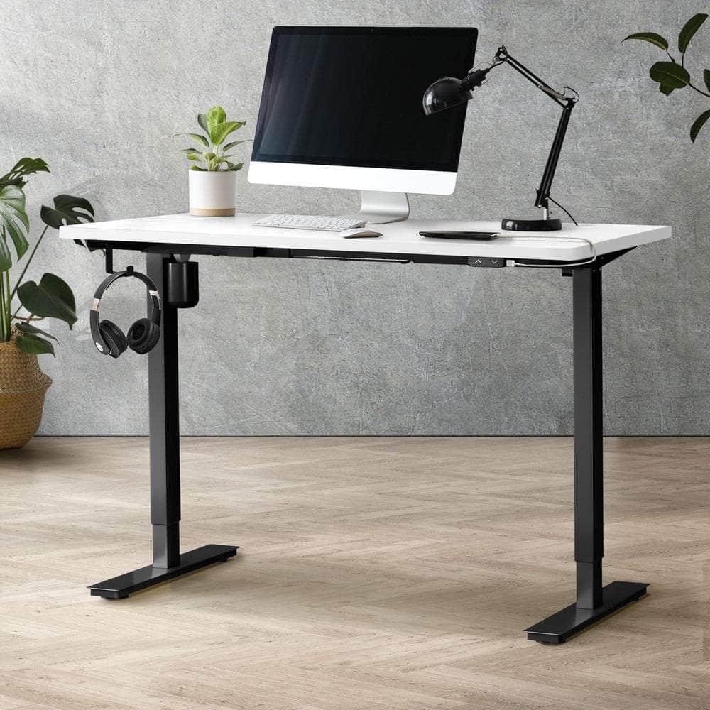 Electric Standing Desk Single Motor Height Adjustable Sit Stand Table Black and White 120cm