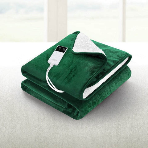 Electric Throw Rug Heated Blanket Charcoal/Green