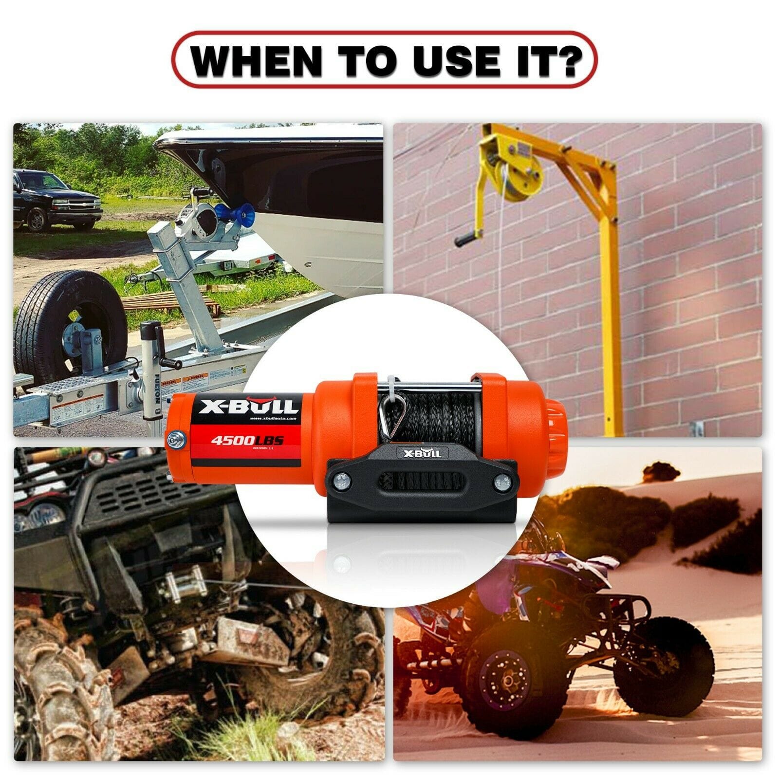 Automotive Lifts & Hoists - 12V Electric Winch Synthetic Rope 4500Lbs Remote Atv Utv - photo 12