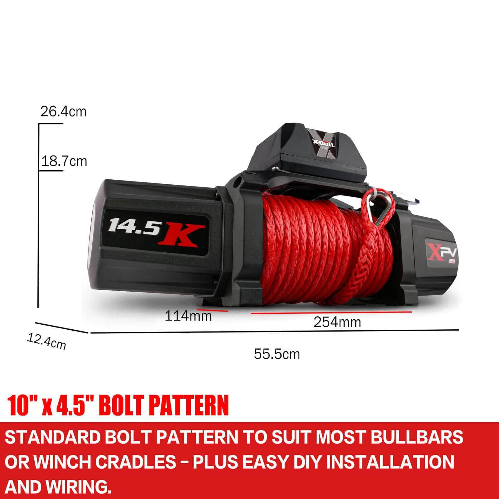 Electric Winch 14500Lbs 12V Black Rope