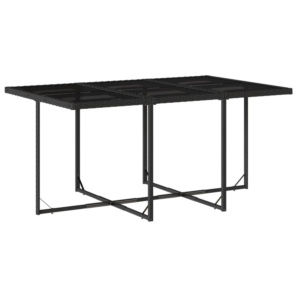 Elegance: 11-Piece Black Poly Rattan Dining Set with Plush Cushions
