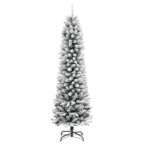 Elegance Artificial Slim Christmas Tree with Flocked Snow