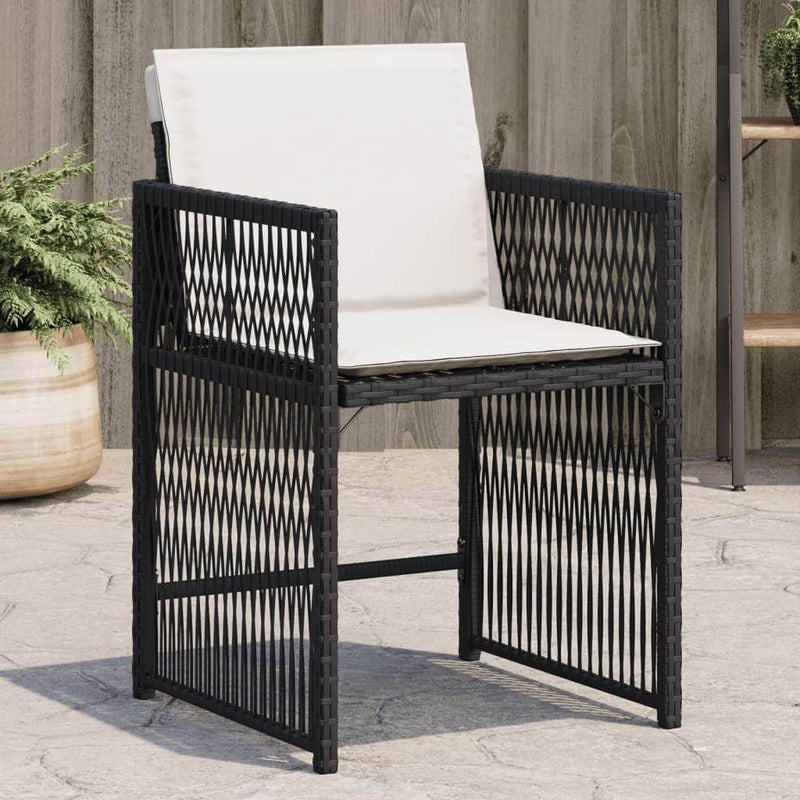4 Pcs - Elegance: Garden Chairs with Cushions 4 pcs Black Poly Rattan