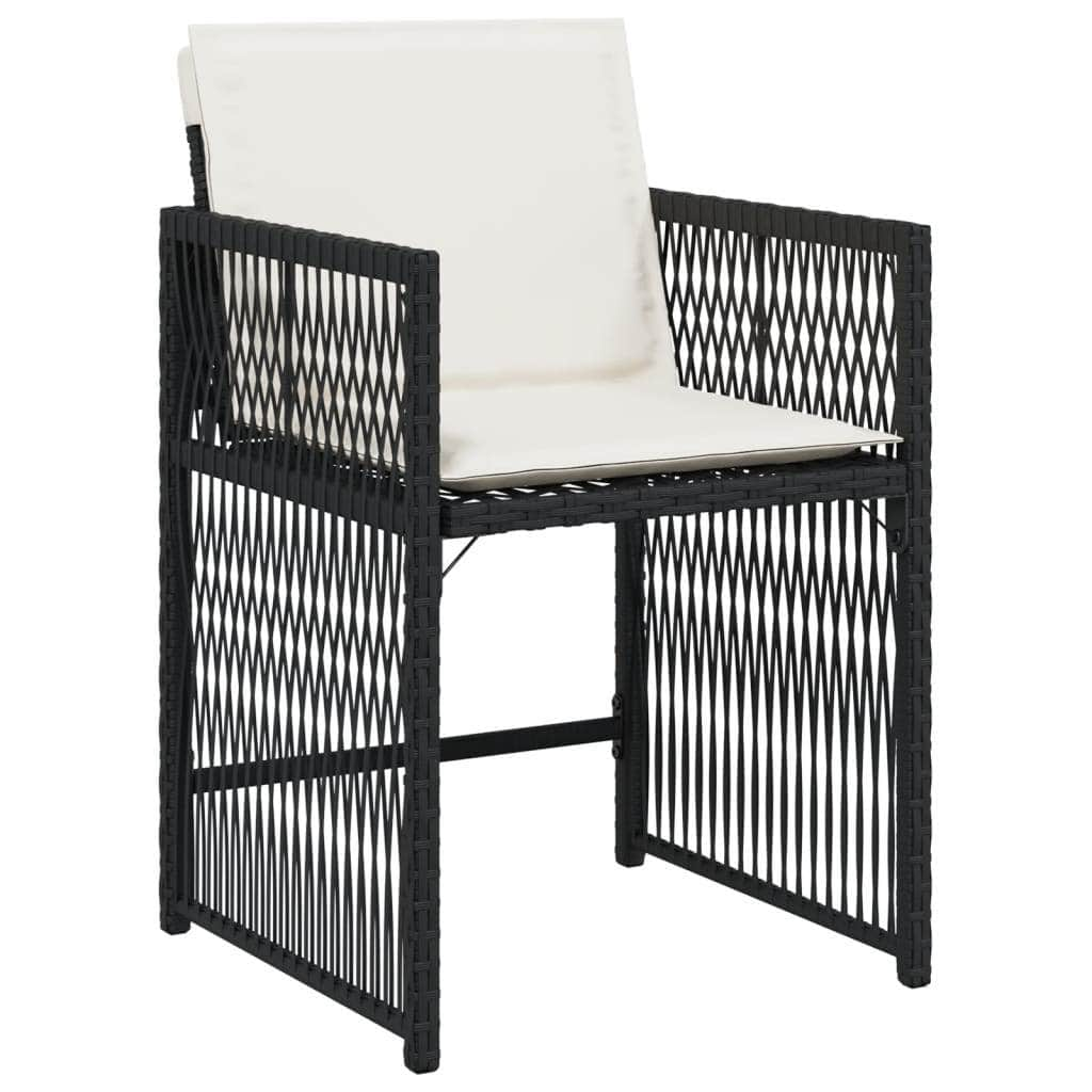 Elegance: Garden Chairs with Cushions 4 pcs Black Poly Rattan