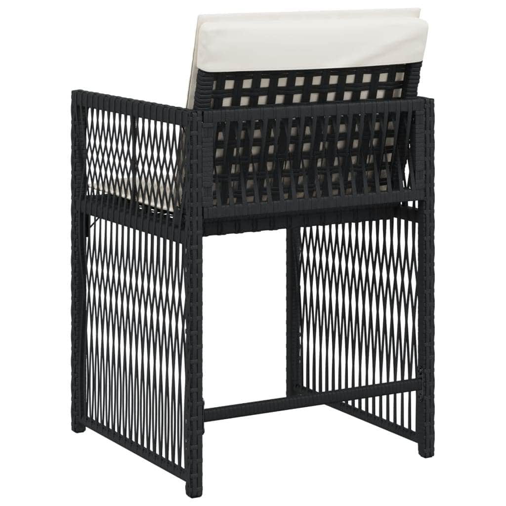 Rattan finish - Elegance: Garden Chairs with Cushions 4 pcs Black Poly Rattan