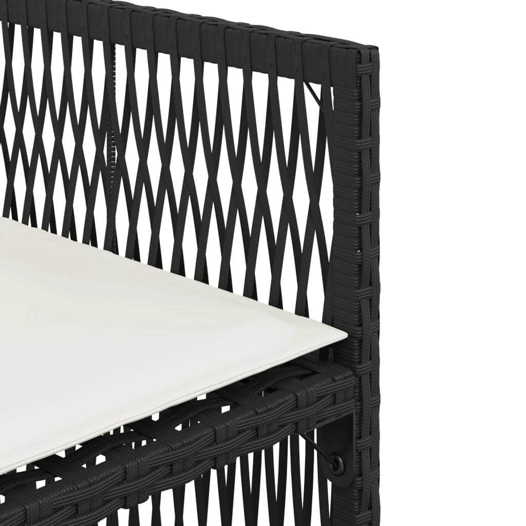 Elegance: Garden Chairs with Cushions 4 pcs Black Poly Rattan | Rattan finish