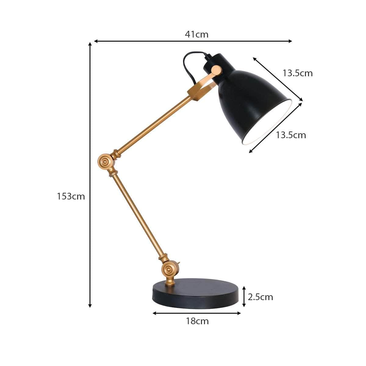 Elegance Illuminated Adjustable Black and Gold Metal Table Lamp