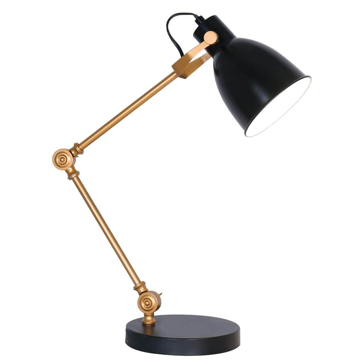 Elegance Illuminated Adjustable Black and Gold Metal Table Lamp