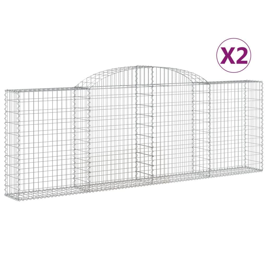 Elegance in Geometry: Set of 2 Galvanized Iron Arched Gabion Baskets