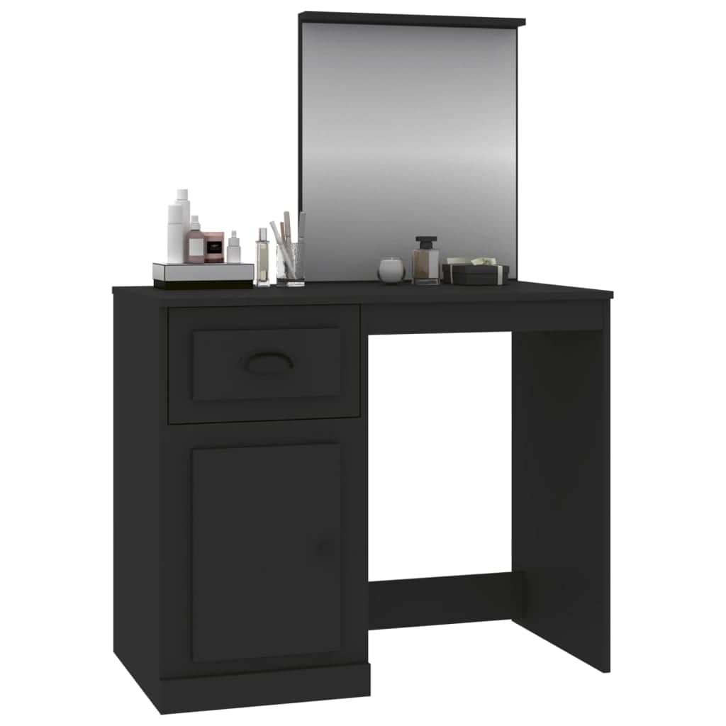 Elegance in White: Engineered Wood Dressing Table with Mirror