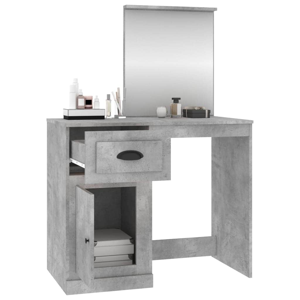 Elegance in White: Engineered Wood Dressing Table with Mirror