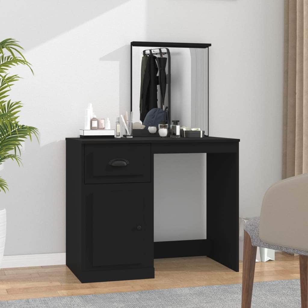 Elegance in White: Engineered Wood Dressing Table with Mirror