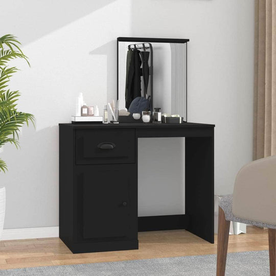 Elegance in White: Engineered Wood Dressing Table with Mirror | White colour