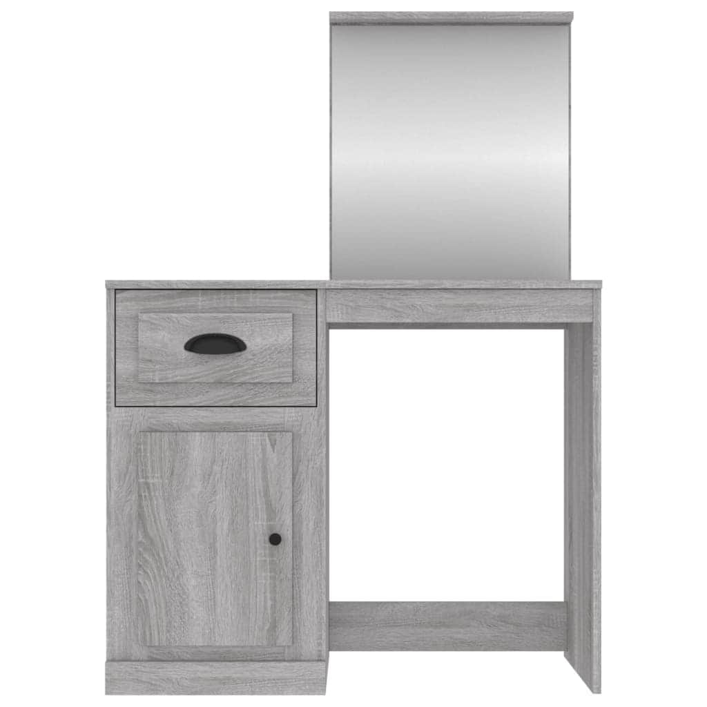 Elegance in White: Engineered Wood Dressing Table with Mirror