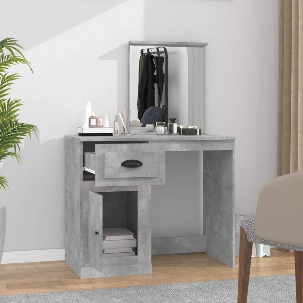 Elegance in White: Engineered Wood Dressing Table with Mirror