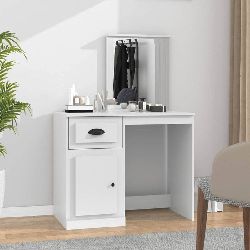 Elegance in White: Engineered Wood Dressing Table with