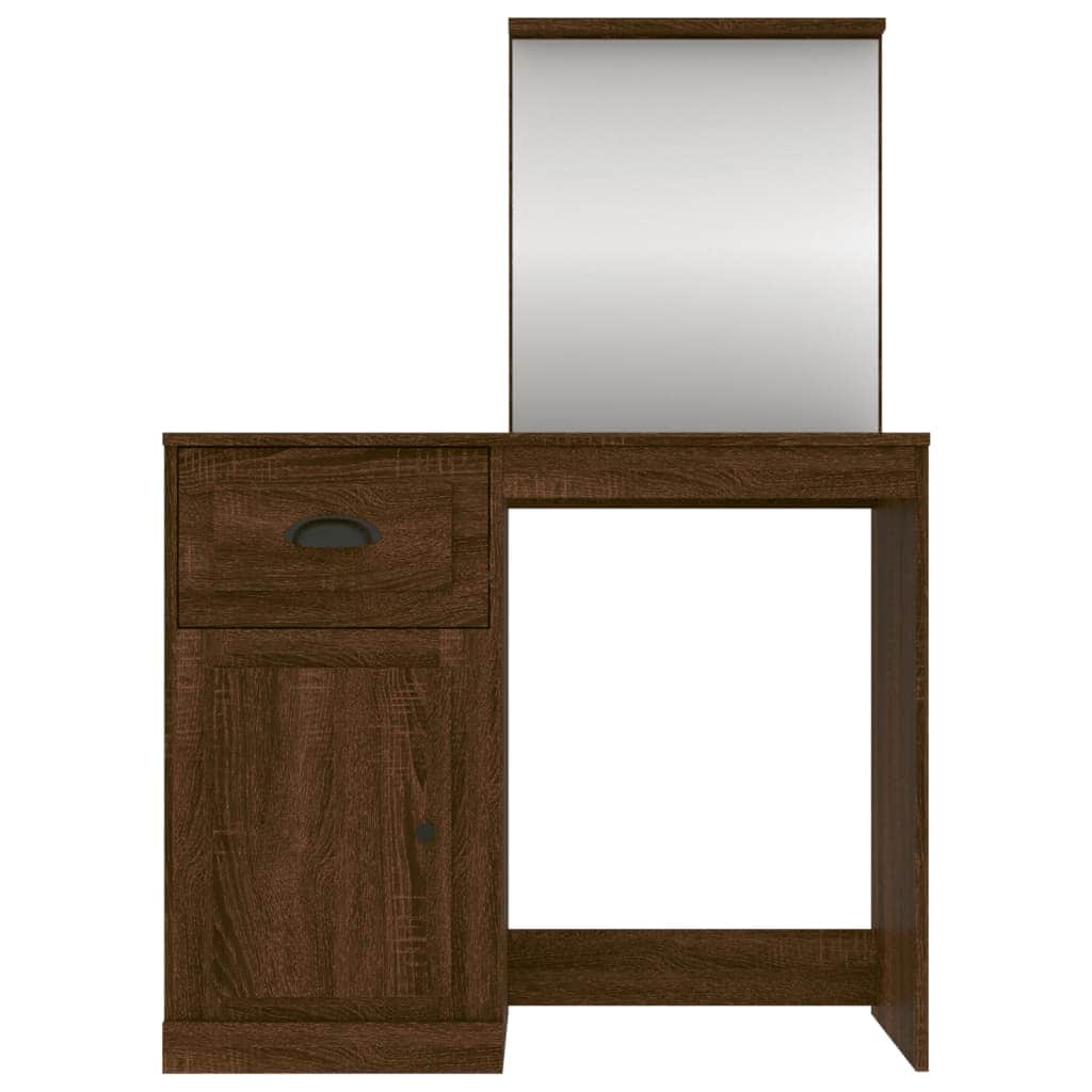 Elegance in White: Engineered Wood Dressing Table with Mirror