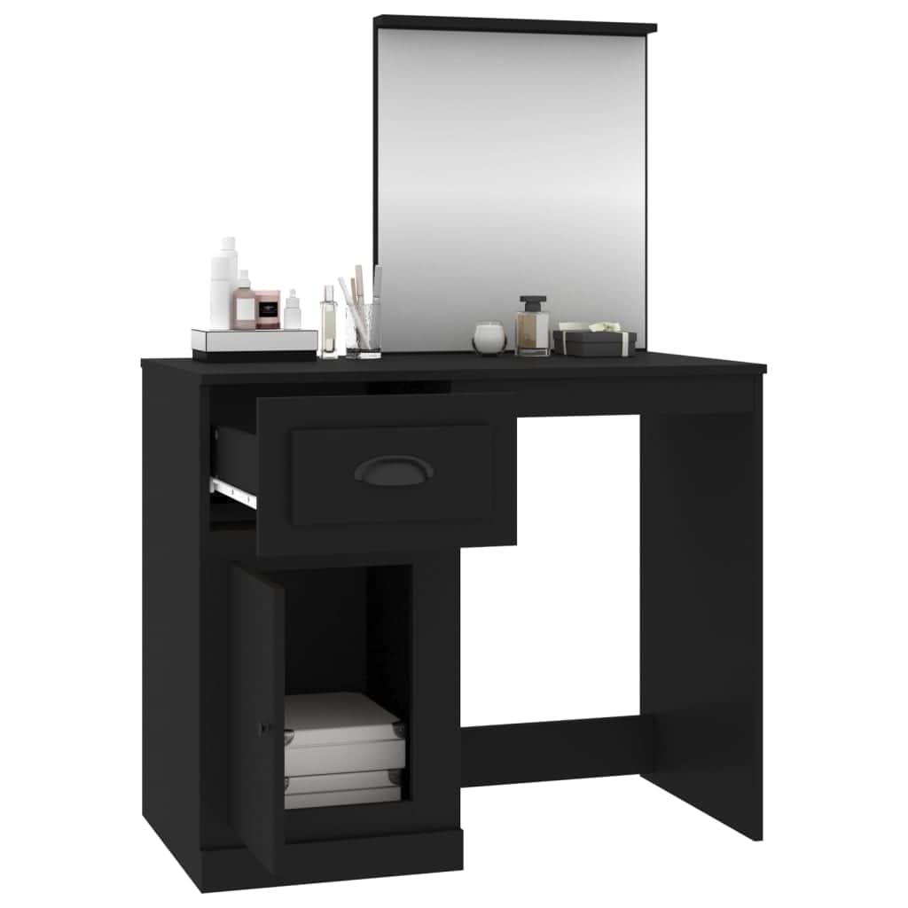 Elegance in White: Engineered Wood Dressing Table with Mirror