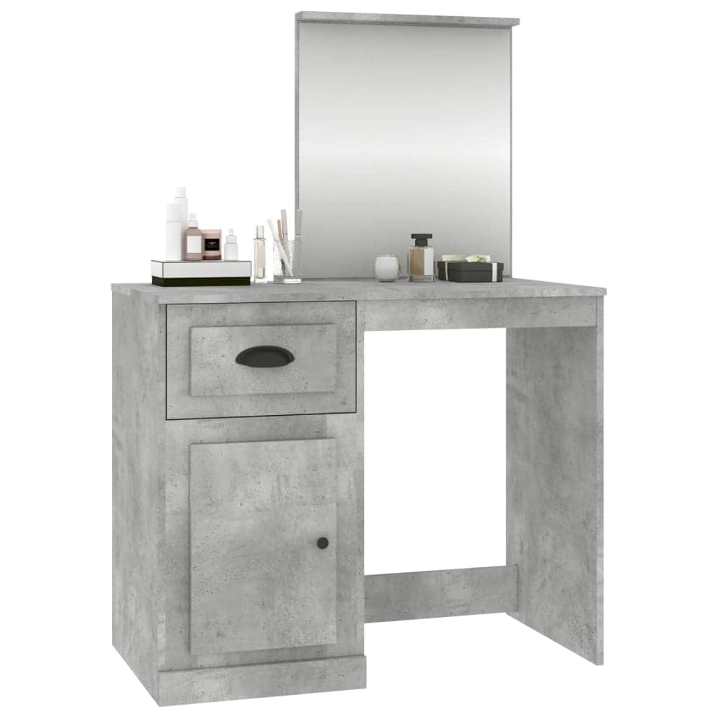 Elegance in White: Engineered Wood Dressing Table with Mirror