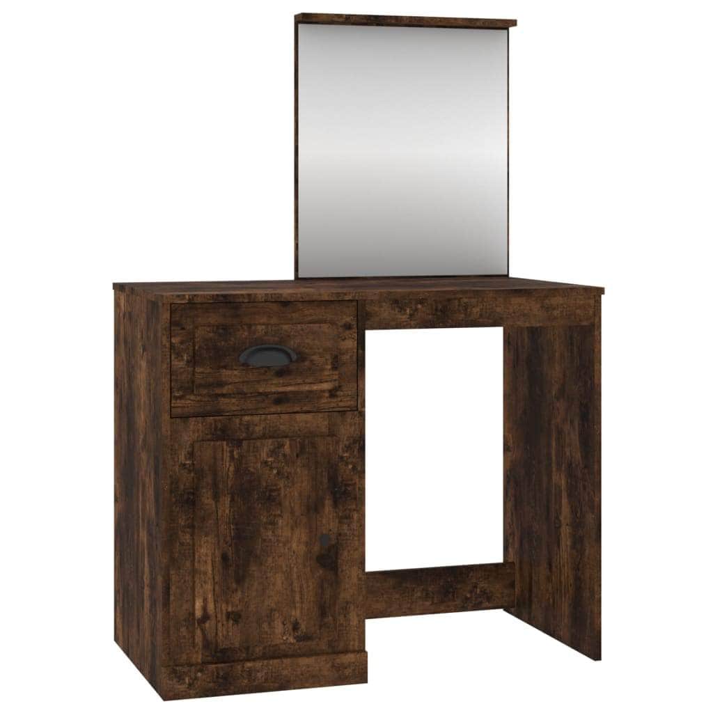 Elegance in White: Engineered Wood Dressing Table with Mirror