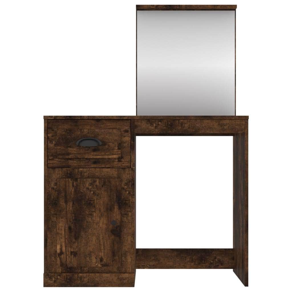 Elegance in White: Engineered Wood Dressing Table with Mirror