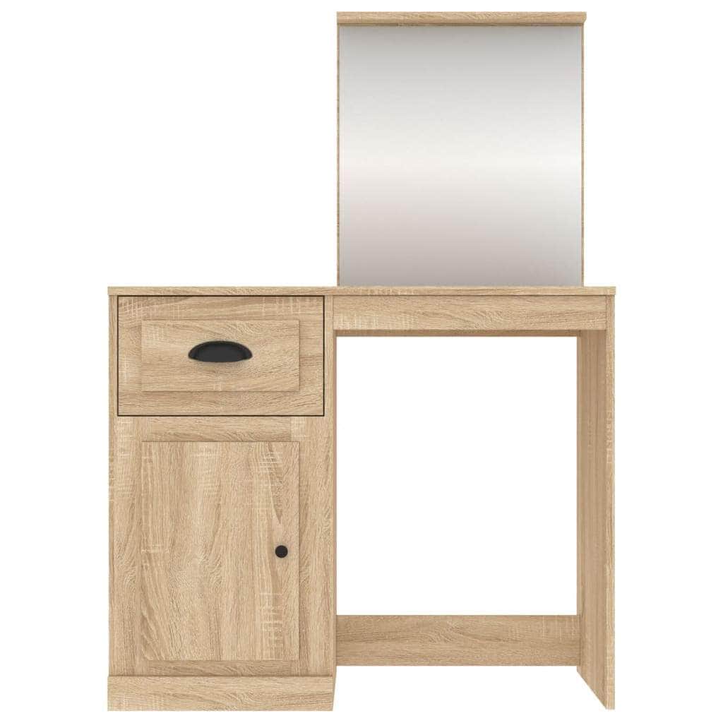 Elegance in White: Engineered Wood Dressing Table with Mirror