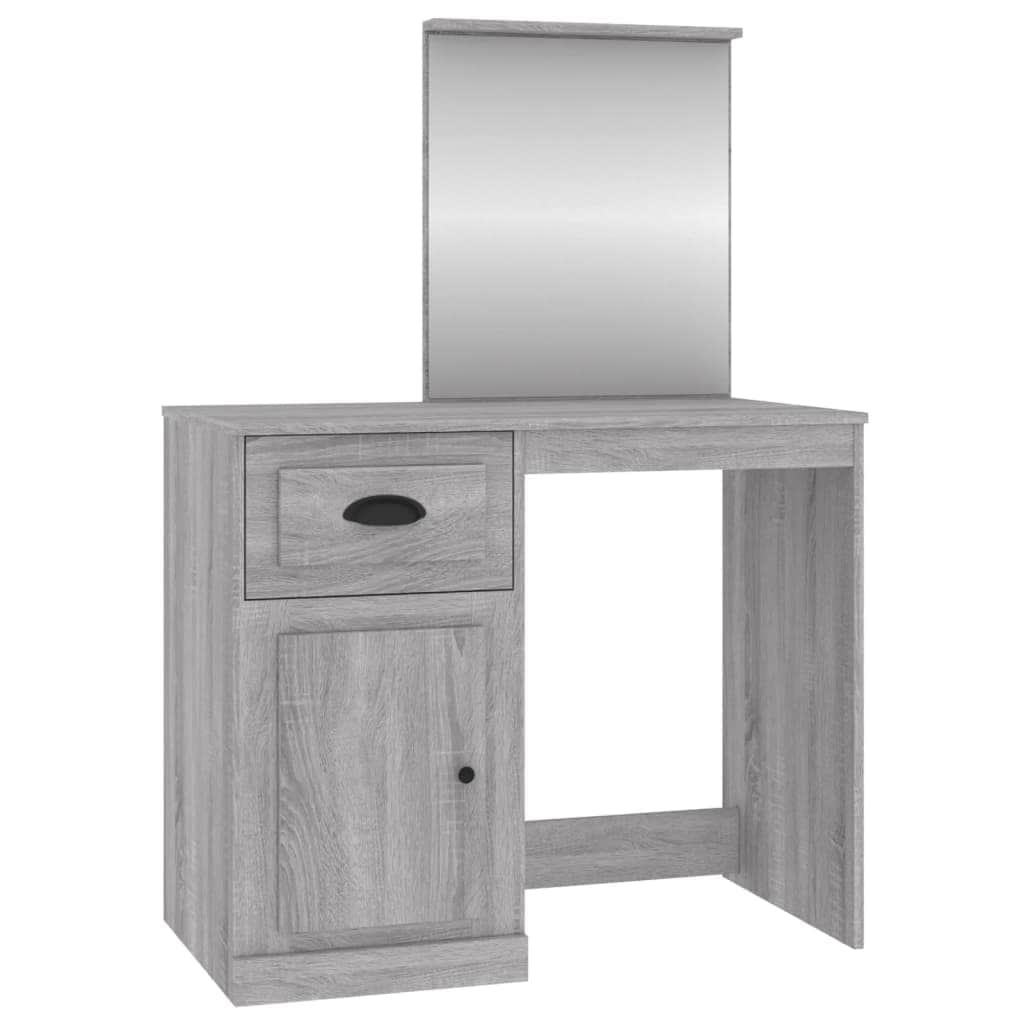 Elegance in White: Engineered Wood Dressing Table with Mirror