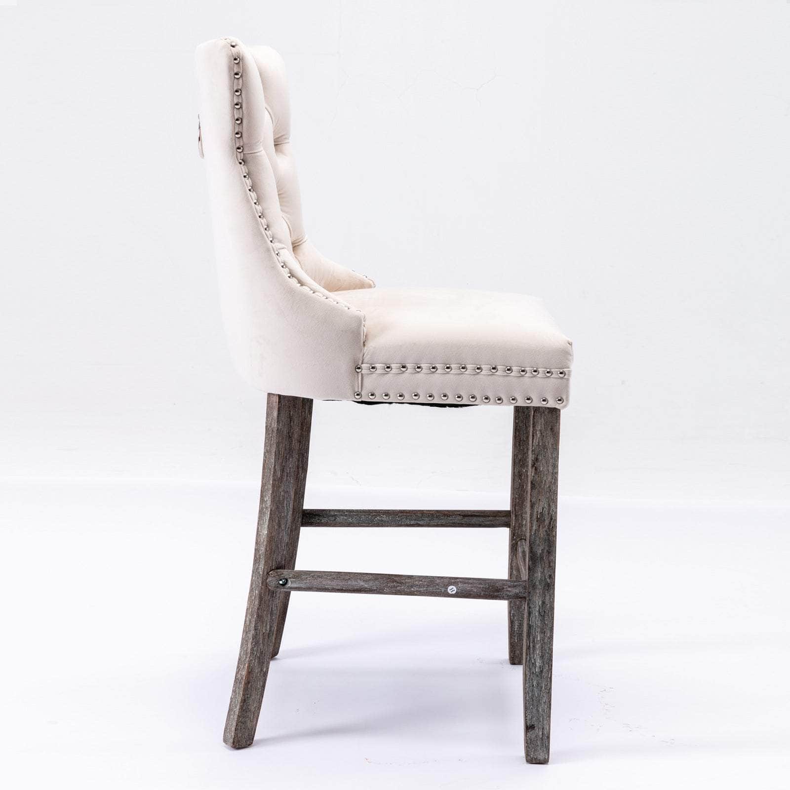 Elegance Redefined: 4X Velvet Bar Stools with Studs Trim