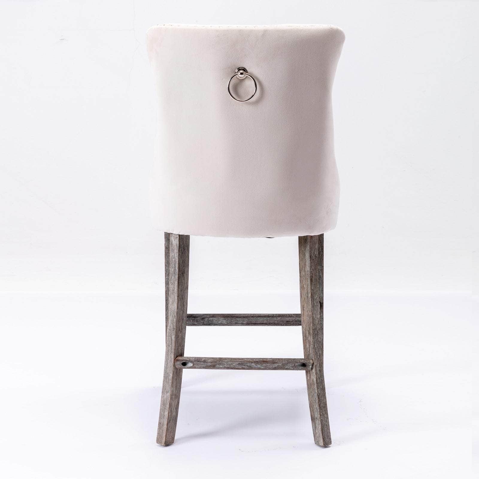 Elegance Redefined: 4X Velvet Bar Stools with Studs Trim