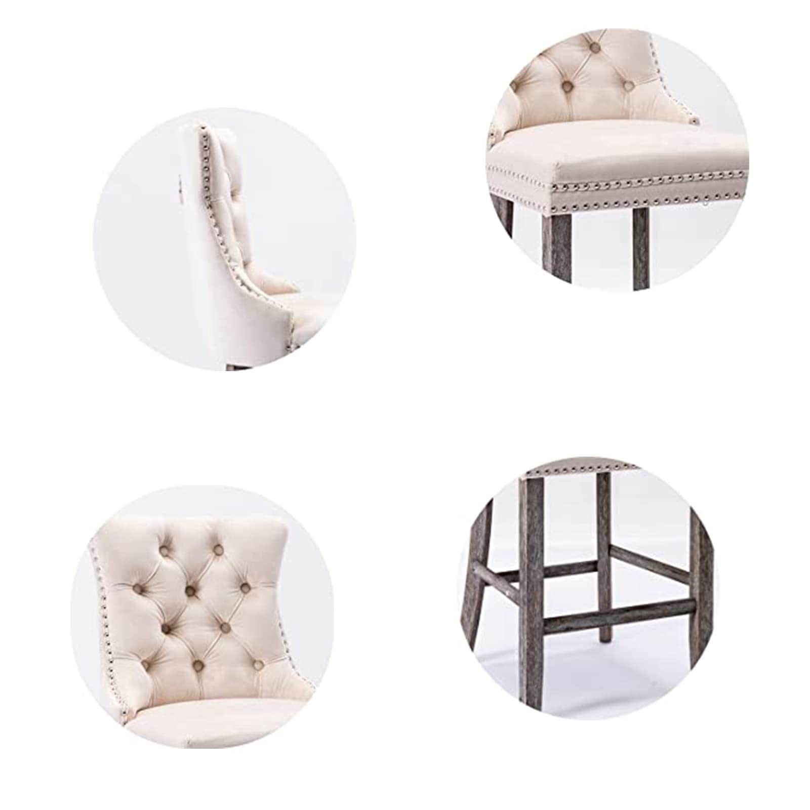 Elegance Redefined: 4X Velvet Bar Stools with Studs Trim