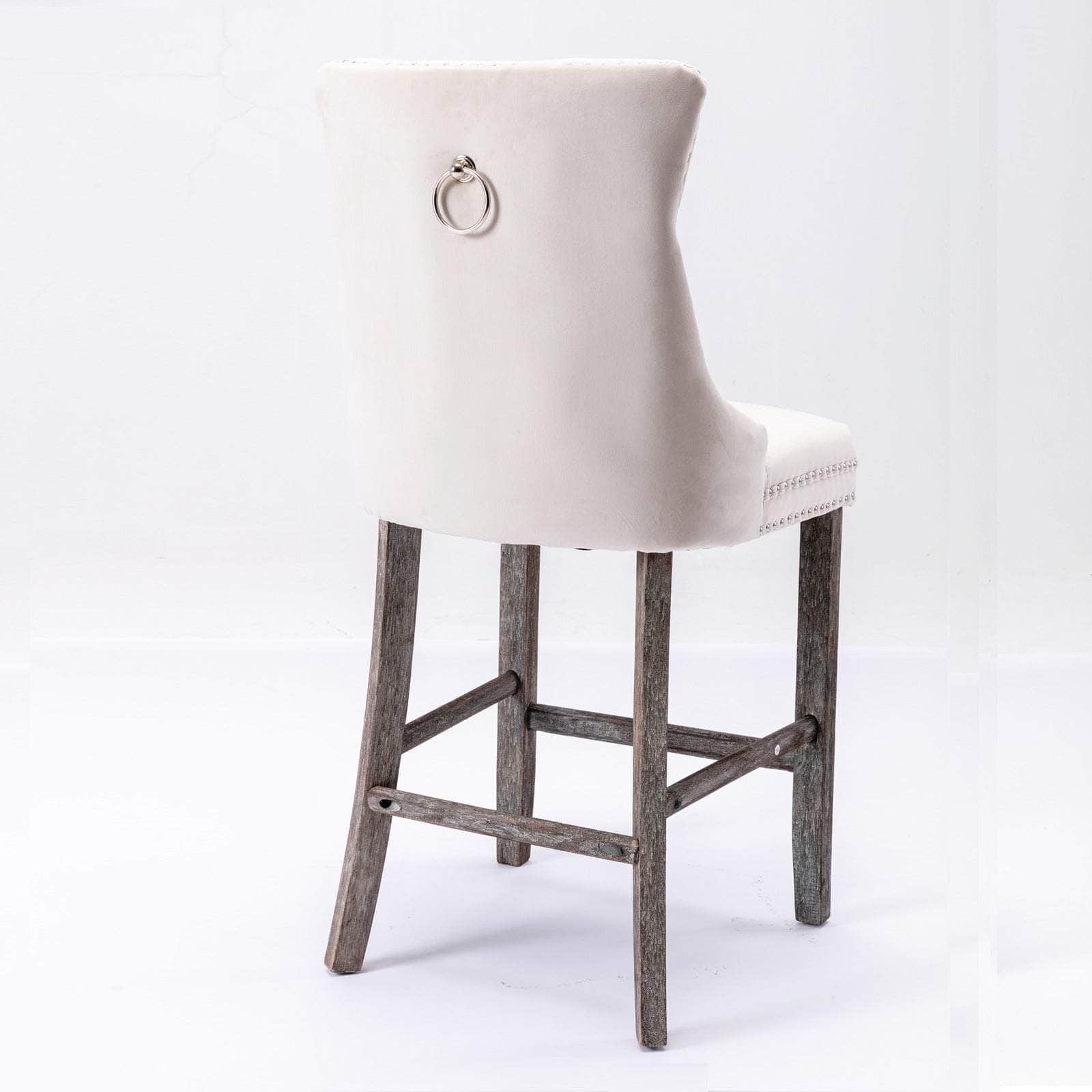 Elegance Redefined: 4X Velvet Bar Stools with Studs Trim
