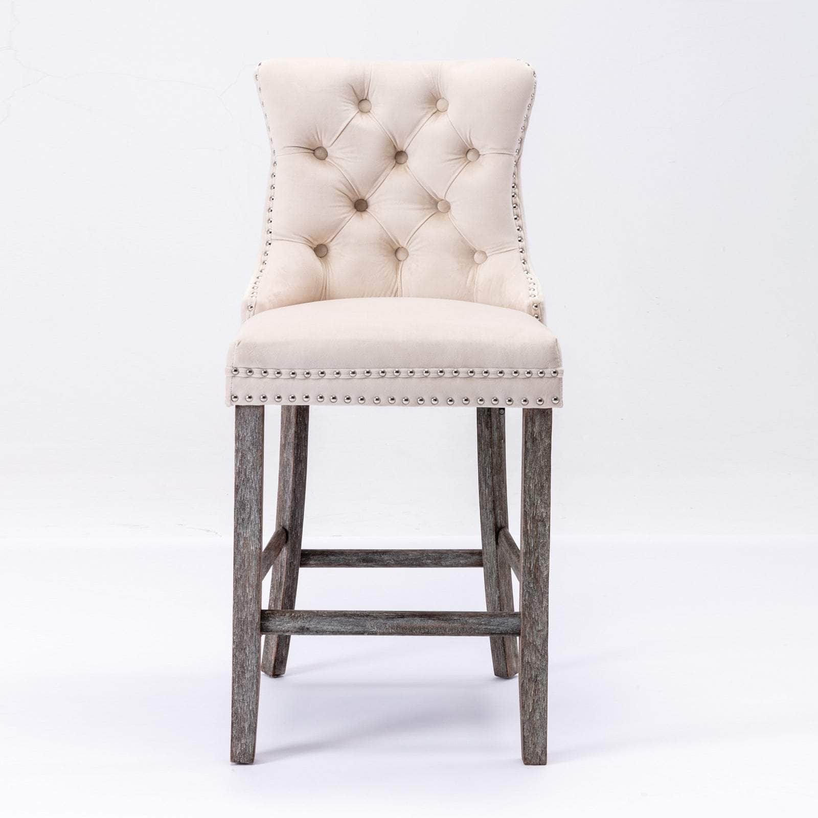 Elegance Redefined: 4X Velvet Bar Stools with Studs Trim