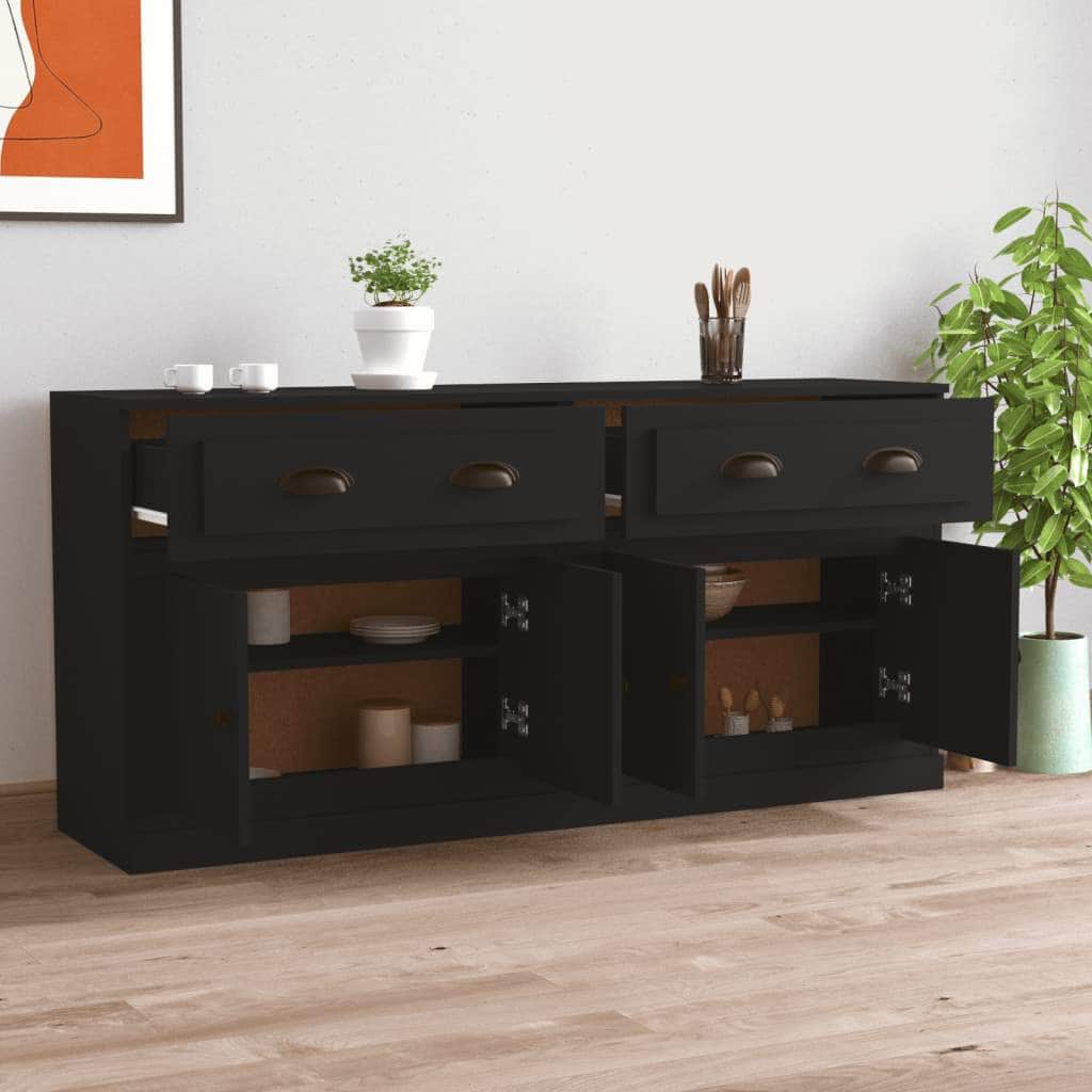 Elegant 2-Piece White Engineered Wood Sideboard Set