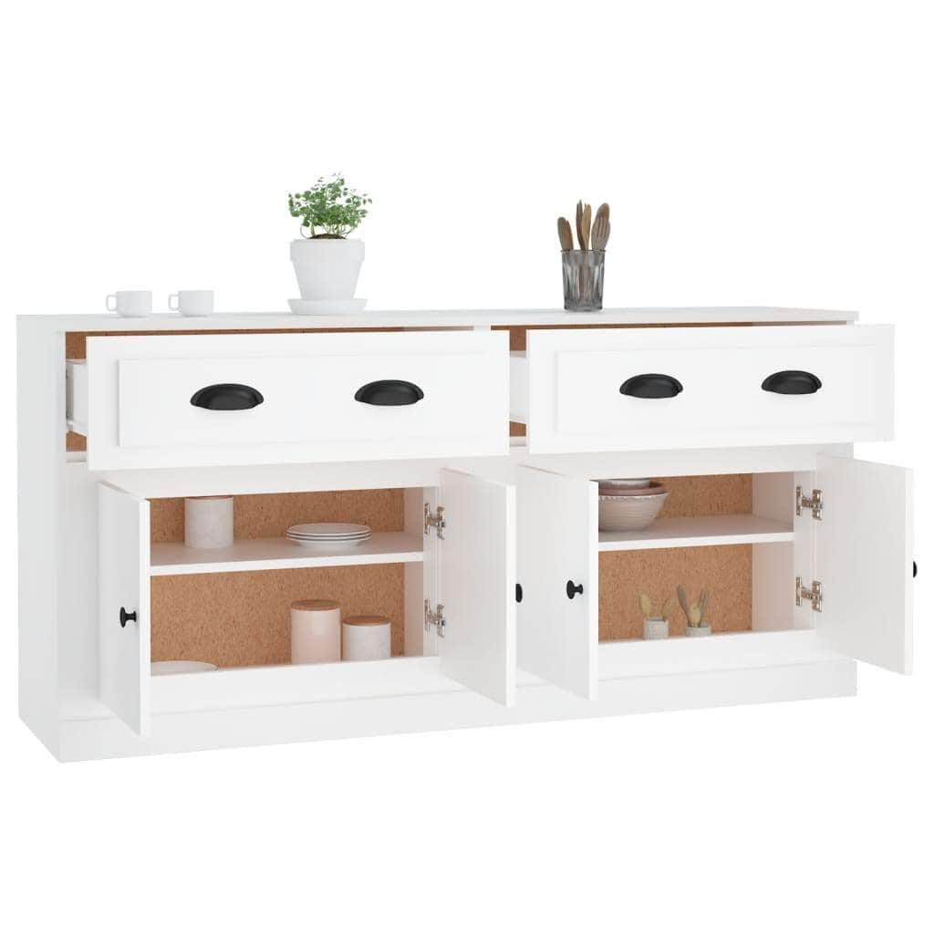 Elegant 2-Piece White Engineered Wood Sideboard Set