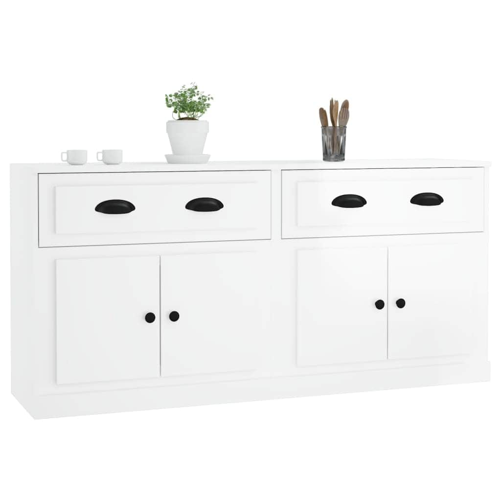 Elegant 2-Piece White Engineered Wood Sideboard Set