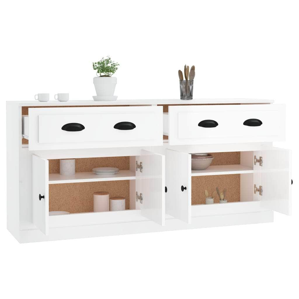 Elegant 2-Piece White Engineered Wood Sideboard Set