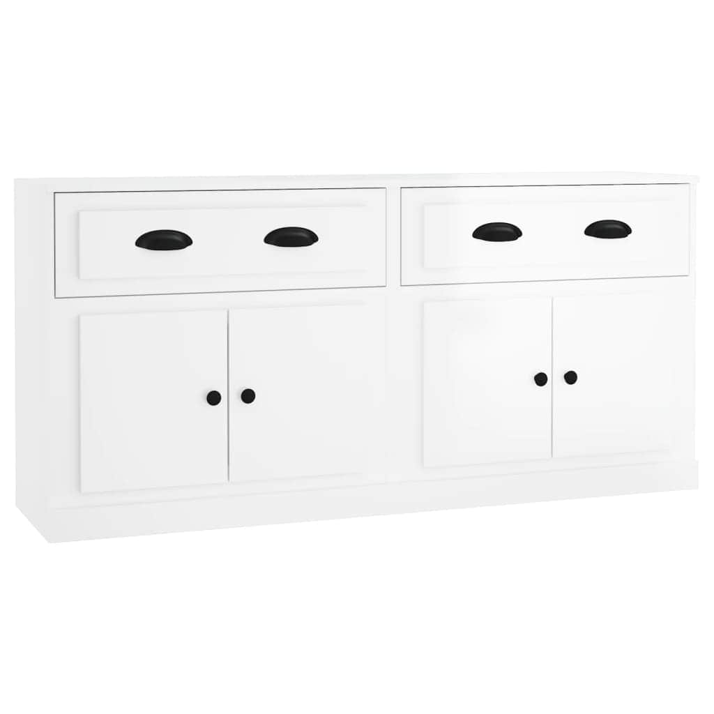 Elegant 2-Piece White Engineered Wood Sideboard Set