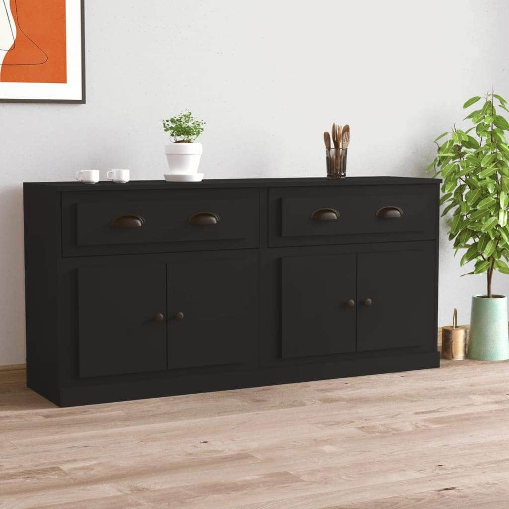 Elegant 2-Piece White Engineered Wood Sideboard Set