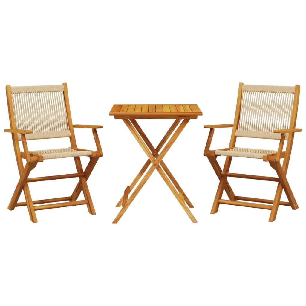 Elegant 3 Piece Bistro Set Beige Indoor Outdoor Use Modern Living