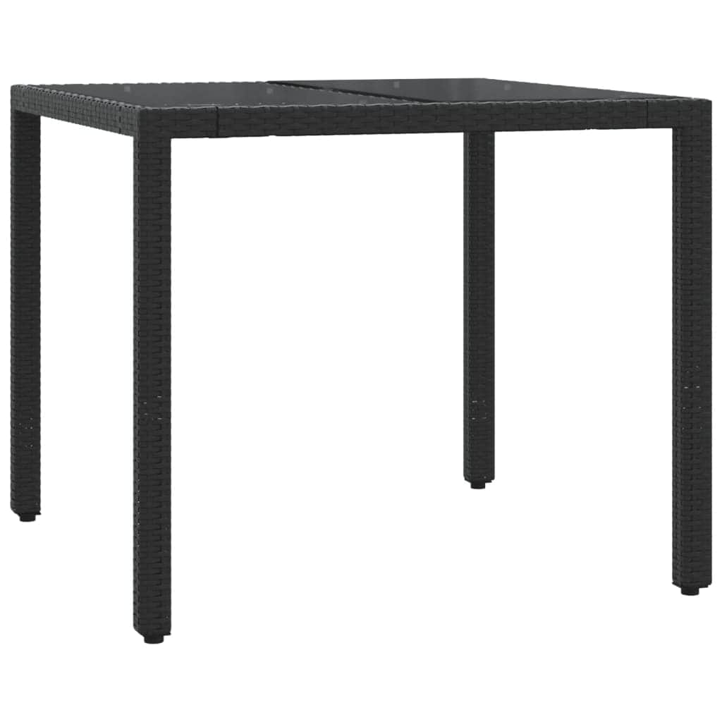 Elegant 3-Piece Garden Dining Ensemble in Black Poly Rattan with Plush Cushions
