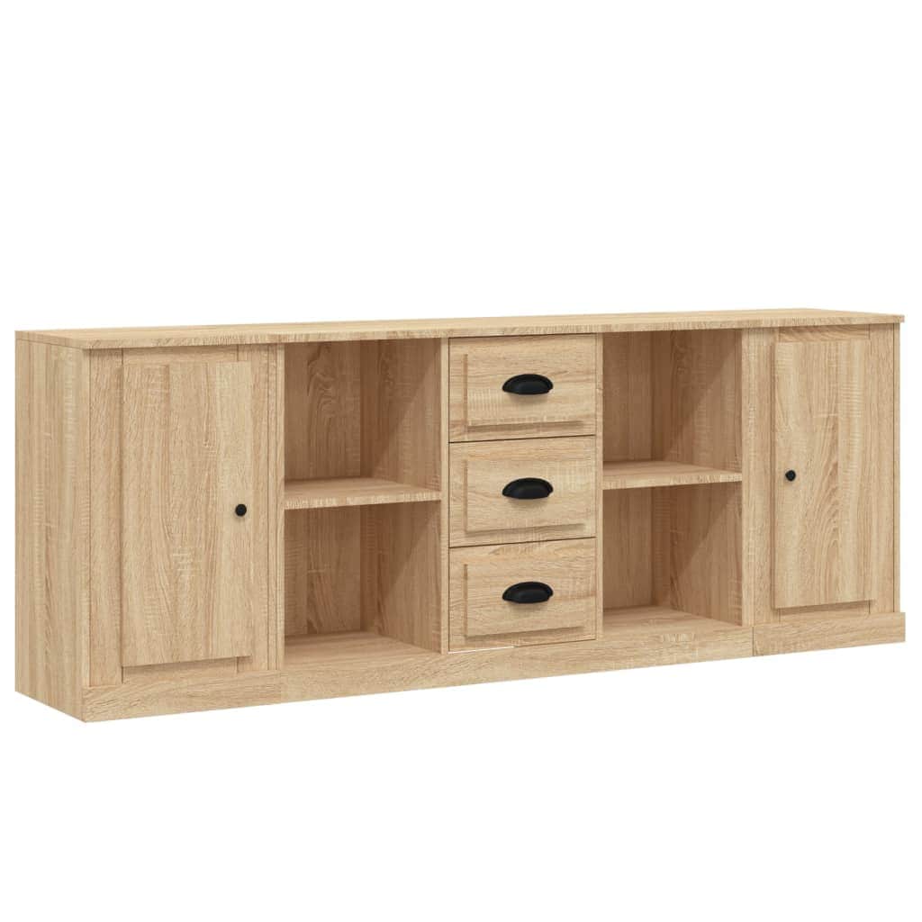 Elegant 3-Piece White Engineered Wood Sideboard Set
