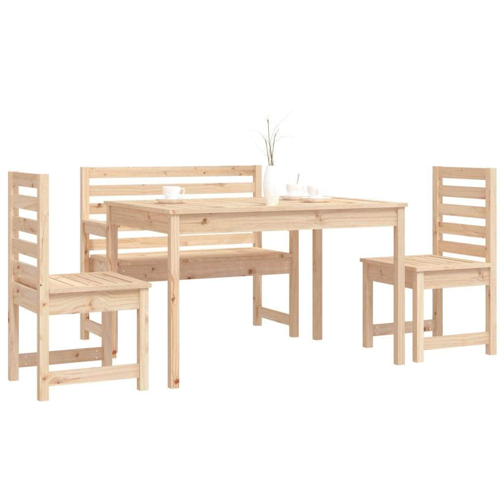 Elegant 4-Piece Pine Wood Garden Dining Set