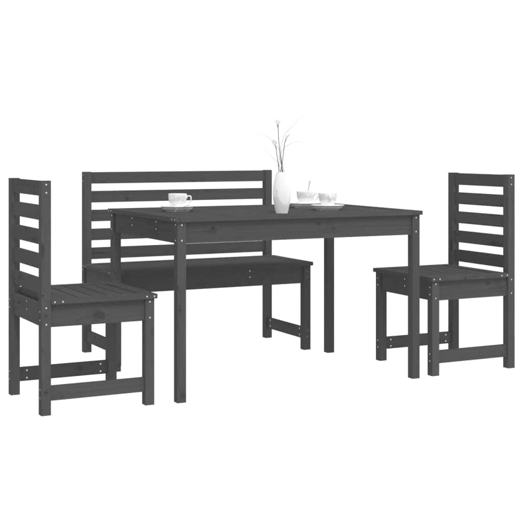 Elegant 4-Piece Pine Wood Garden Dining Set