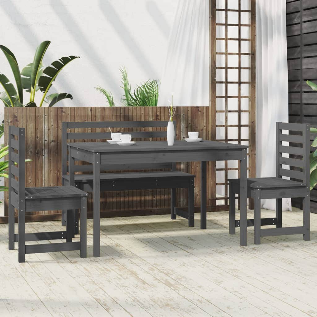 Elegant 4-Piece Pine Wood Garden Dining Set